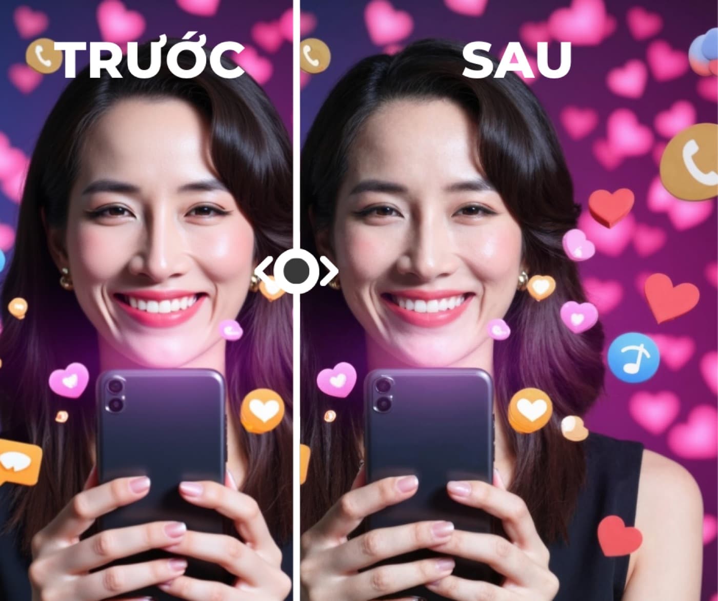 Trước và sau khi chỉnh da